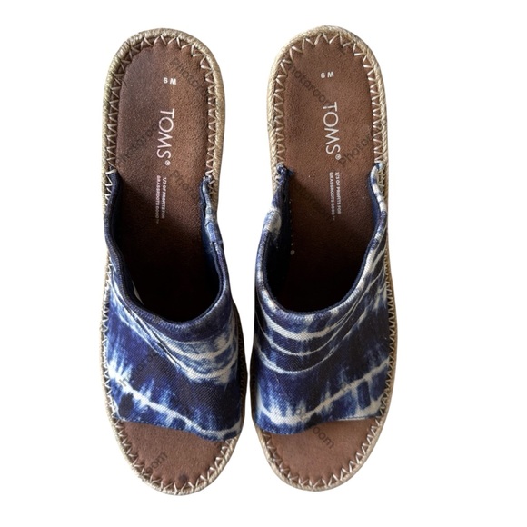 Toms‎ Women's Monica Tie Dye Canvas Espadrille Wedge Mule Slip On Shoe Sandal 9 - Picture 5 of 7